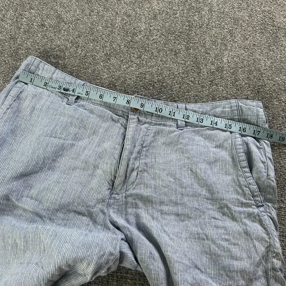 Tommy Bahama Shorts Mens 34 Blue Stripe Linen Chino Lightweight Casual 10 Inseam
